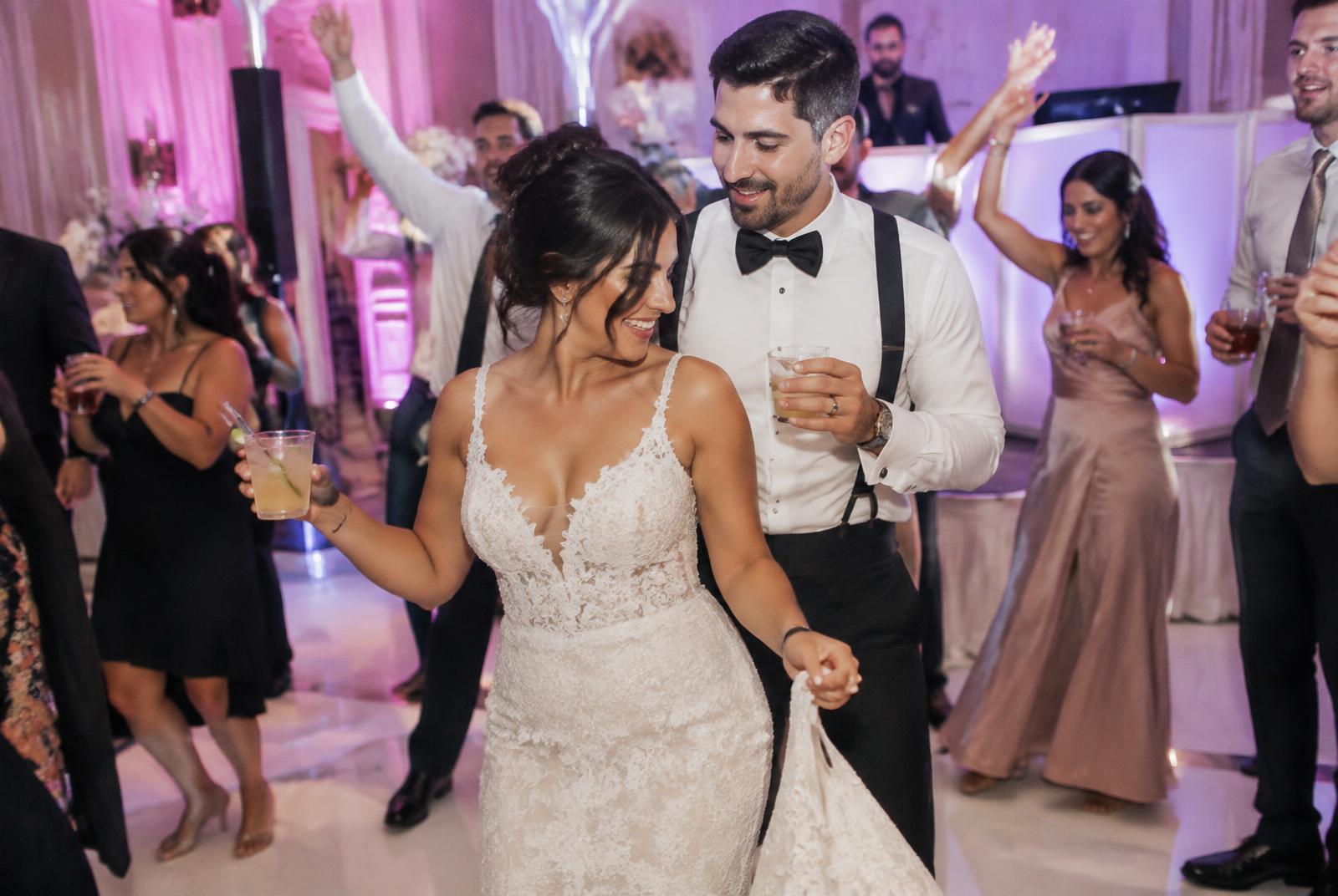 Guests dancing at a wedding reception